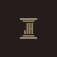 JR monogram initial logo for lawfirm with pillar design vector