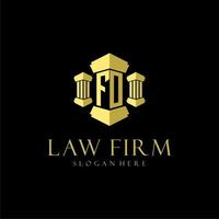 FO initial monogram logo for lawfirm with pillar design vector