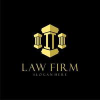 IT initial monogram logo for lawfirm with pillar design vector