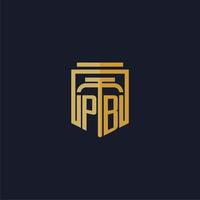 PB initial monogram logo elegant with shield style design for wall mural lawfirm gaming vector