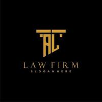 AL monogram initial logo for lawfirm with pillar design vector