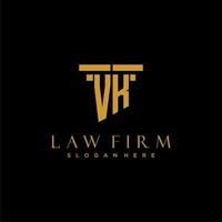 VK monogram initial logo for lawfirm with pillar design vector