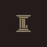 ML monogram initial logo for lawfirm with pillar design vector