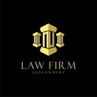 MW initial monogram logo for lawfirm with pillar design vector