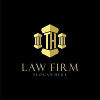 TH initial monogram logo for lawfirm with pillar design vector