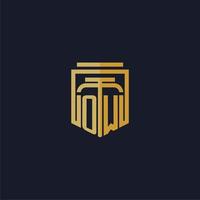 OW initial monogram logo elegant with shield style design for wall mural lawfirm gaming vector