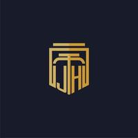 logotipo de monograma inicial jh elegante con diseño de estilo de escudo para mural de juegos de bufete de abogados vector
