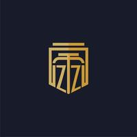 logotipo de monograma inicial de zz elegante con diseño de estilo de escudo para mural de juegos de bufete de abogados vector