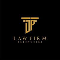 DP monogram initial logo for lawfirm with pillar design vector