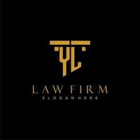 YL monogram initial logo for lawfirm with pillar design vector