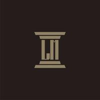 LM monogram initial logo for lawfirm with pillar design vector