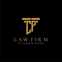 CP monogram initial logo for lawfirm with pillar design vector