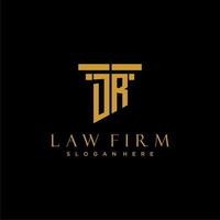 DR monogram initial logo for lawfirm with pillar design vector