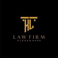 KL monogram initial logo for lawfirm with pillar design vector