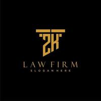 ZK monogram initial logo for lawfirm with pillar design vector