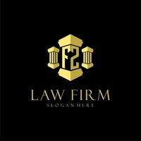 FZ initial monogram logo for lawfirm with pillar design vector