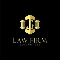 JG initial monogram logo for lawfirm with pillar design vector