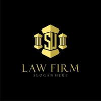 SW initial monogram logo for lawfirm with pillar design vector