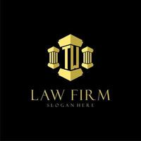 TW initial monogram logo for lawfirm with pillar design vector