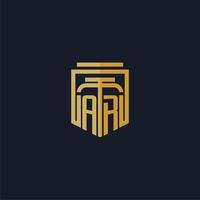 AR initial monogram logo elegant with shield style design for wall mural lawfirm gaming vector