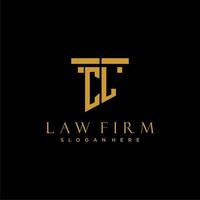 CL monogram initial logo for lawfirm with pillar design vector