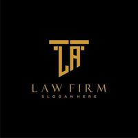 LA monogram initial logo for lawfirm with pillar design vector