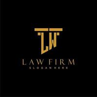 LW monogram initial logo for lawfirm with pillar design vector