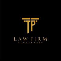 TP monogram initial logo for lawfirm with pillar design vector