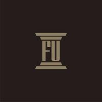 FU monogram initial logo for lawfirm with pillar design vector