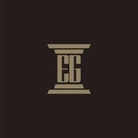 EG monogram initial logo for lawfirm with pillar design vector