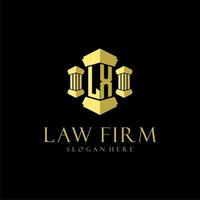 LX initial monogram logo for lawfirm with pillar design vector