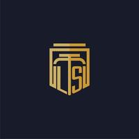 LS initial monogram logo elegant with shield style design for wall mural lawfirm gaming vector