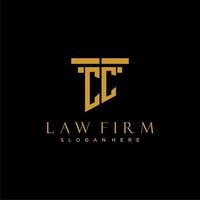 CC monogram initial logo for lawfirm with pillar design vector