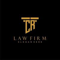 CR monogram initial logo for lawfirm with pillar design vector