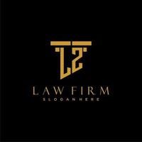 LZ monogram initial logo for lawfirm with pillar design vector