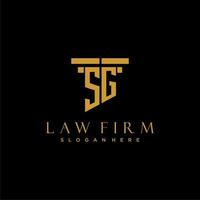 SG monogram initial logo for lawfirm with pillar design vector