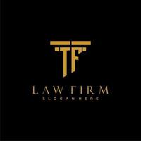 logotipo inicial del monograma tf para bufete de abogados con diseño de pilar vector
