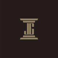 JG monogram initial logo for lawfirm with pillar design vector