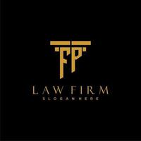 FP monogram initial logo for lawfirm with pillar design vector