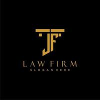 JF monogram initial logo for lawfirm with pillar design vector