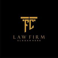 FC monogram initial logo for lawfirm with pillar design vector