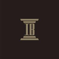 IB monogram initial logo for lawfirm with pillar design vector