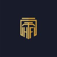 HF initial monogram logo elegant with shield style design for wall mural lawfirm gaming vector