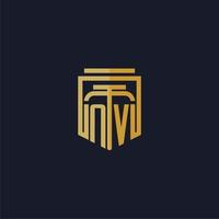 NV initial monogram logo elegant with shield style design for wall mural lawfirm gaming vector