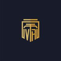 VR initial monogram logo elegant with shield style design for wall mural lawfirm gaming vector