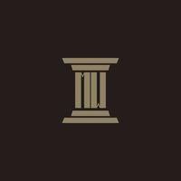 MW monogram initial logo for lawfirm with pillar design vector