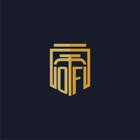 OF initial monogram logo elegant with shield style design for wall mural lawfirm gaming vector