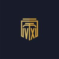 VX initial monogram logo elegant with shield style design for wall mural lawfirm gaming vector