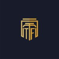 TF initial monogram logo elegant with shield style design for wall mural lawfirm gaming vector