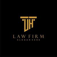 UH monogram initial logo for lawfirm with pillar design vector